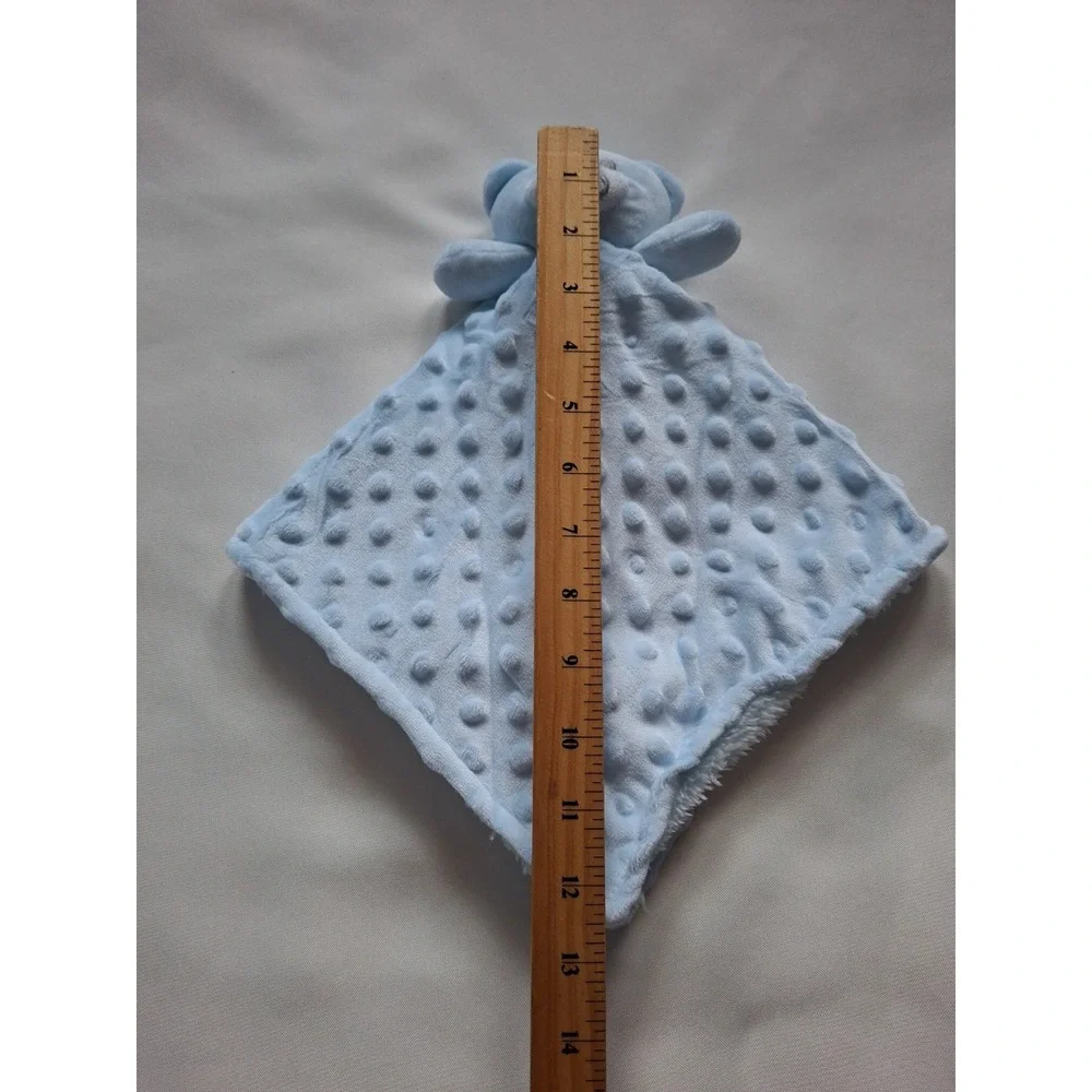Crevent Blue Bear Lovey Plush Security Blanket Minky Dot Sherpa‎